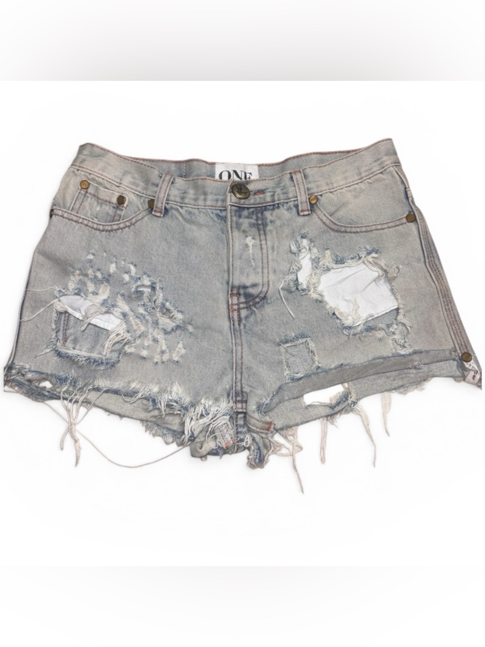 Y2K One Teaspoon Romeos Denim Cutoff Shorts streetwear grunge boho 28 light wash